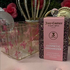 🩷🎀Juicy couture pink butterfly cosmetic organizer set